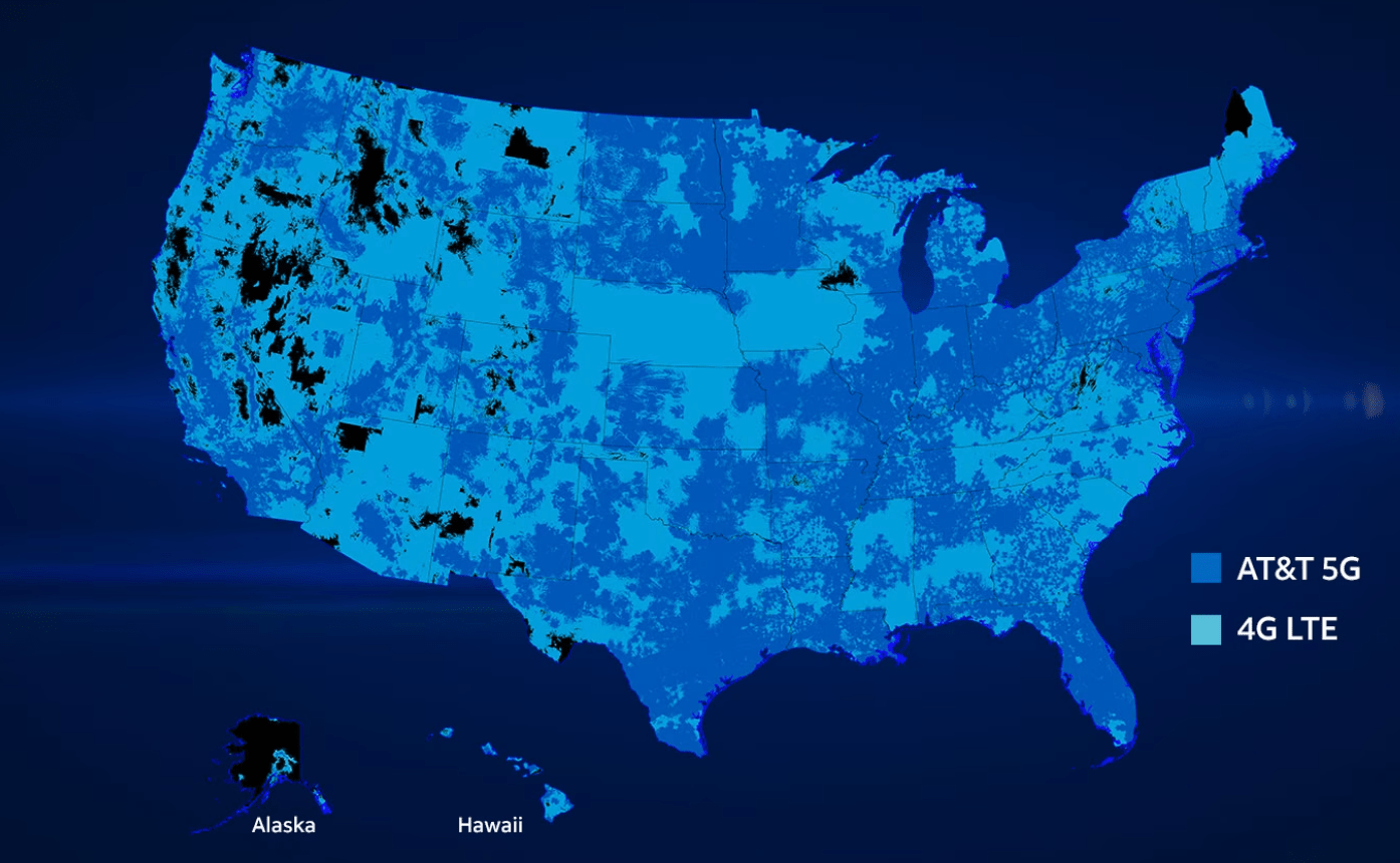 AT&T Netzabdeckung für LTE und 5G in 2023